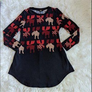 R & B Collection Reindeer Christmas Dress Size S. BT